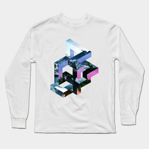 Nature Abstract Geometric Optical Illusion Long Sleeve T-Shirt by UNDERGROUNDROOTS